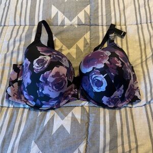 NWT Torrid Black and Purple Floral Bra